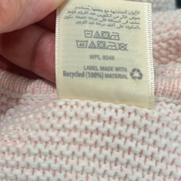 First‎ Impressions Baby Girl Sweater 18M | Pink Cream Ruffle Neck Bell Sleeve - Picture 4 of 6